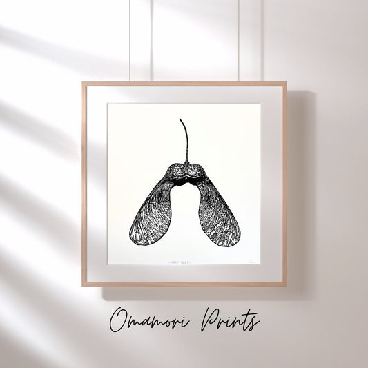 Ahornbaum Samen Linoldruck