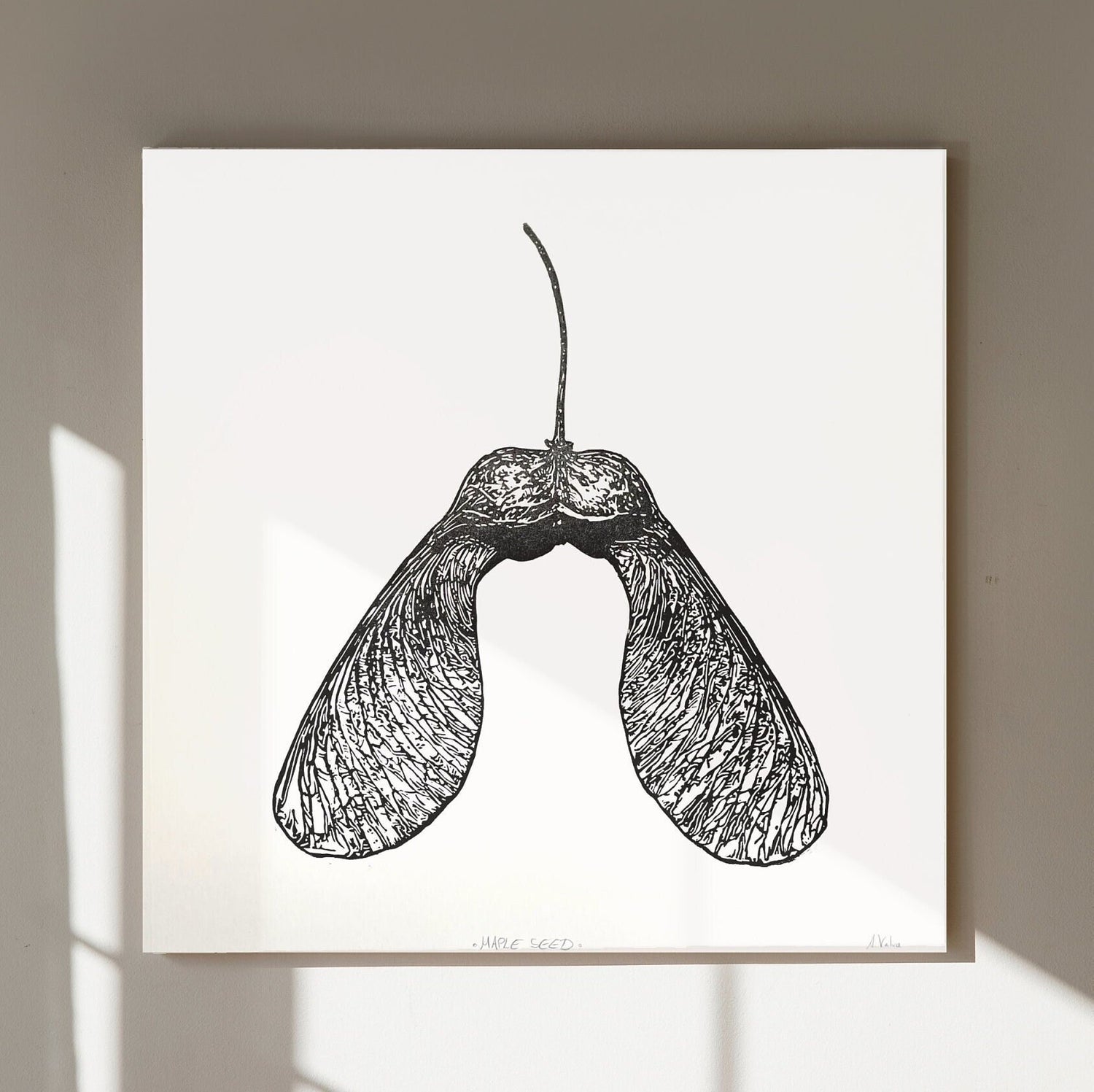 Ahornbaum Samen Linoldruck