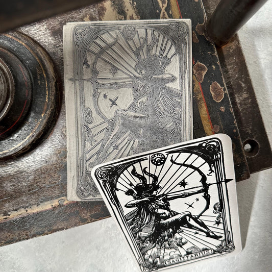 Sternzeichen Skorpion Linoldruck