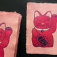 Winkekatze Linoldruck | Maneki-Neko Japan Glücksbringer | handgemachter Druck 15x21 cm | kleine Geschenkidee | weltweit kostenloser Versand