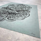 Ganesha Linoldruck | Indischer Elefantengott | Himalaya Papier blau | handgemachter Druck | weltweiter Versand | besondere Geschenkidee
