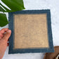 Same Komon Linoldruck in Gold | japanisches Haifisch Muster 21x21 cm | blaues Himalaya Papier | besondere Geschenkidee | kostenloser Versand