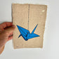 Origami-Kranich Linoldruck blau | detailreicher Linolschnitt 17 x 23 cm | handgeschöpftes Papier | japanischer Kranich | kleine Geschenkidee