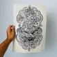 Ganesha Linoldruck | Indischer Elefantengott | besondere Geschenkidee | handgemachter Druck | weltweiter Versand | Himalaya Papier DIN A3