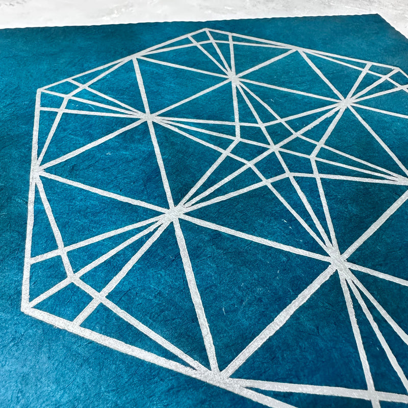 Kasane-rindõ Linoldruck | japanisches Muster Kumiko | handgemachter Druck | Linolschnitt 25x25cm | kleine Geschenkidee | kostenloser Versand