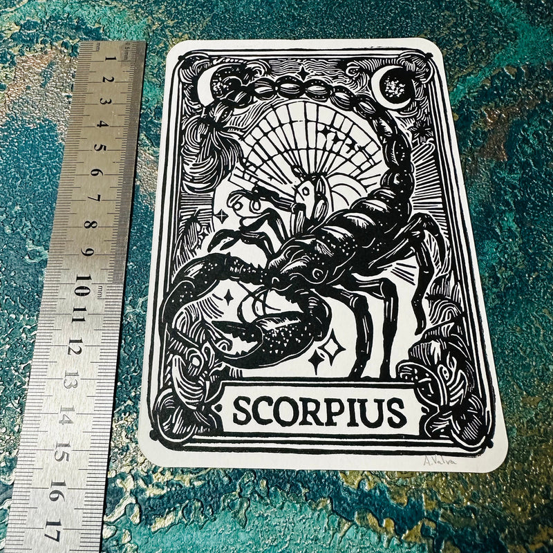 Sternzeichen Steinbock Linoldruck