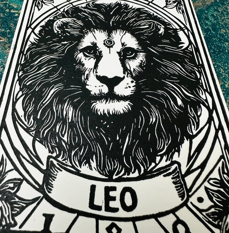 Sternzeichen Löwe Linoldruck