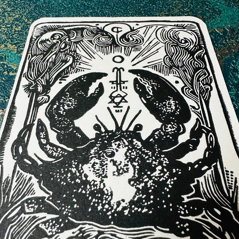 Sternzeichen Krebs Linoldruck