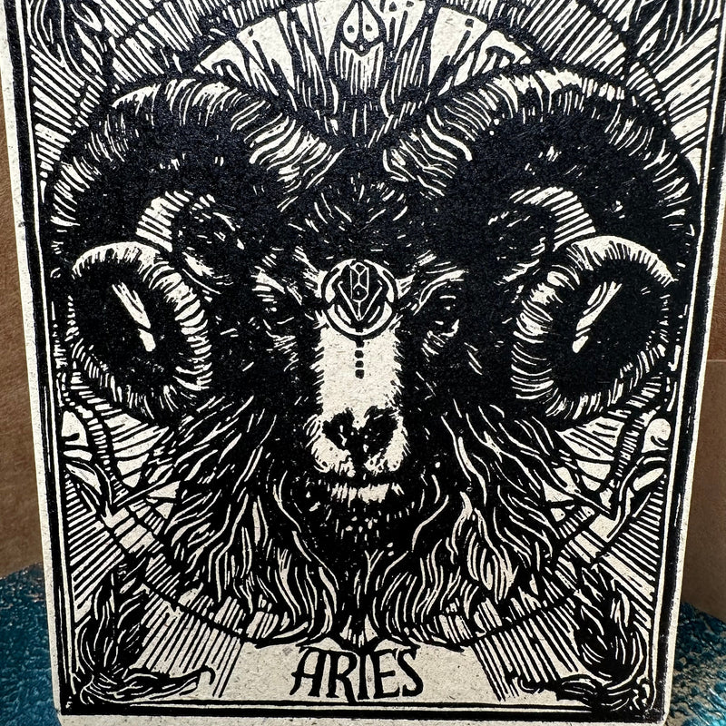 Sternzeichen Widder Linoldruck