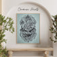 Ganesha Linoldruck | Indischer Elefantengott | Himalaya Papier blau | handgemachter Druck | weltweiter Versand | besondere Geschenkidee