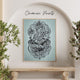 Ganesha Linoldruck | Indischer Elefantengott | Himalaya Papier blau | handgemachter Druck | weltweiter Versand | besondere Geschenkidee