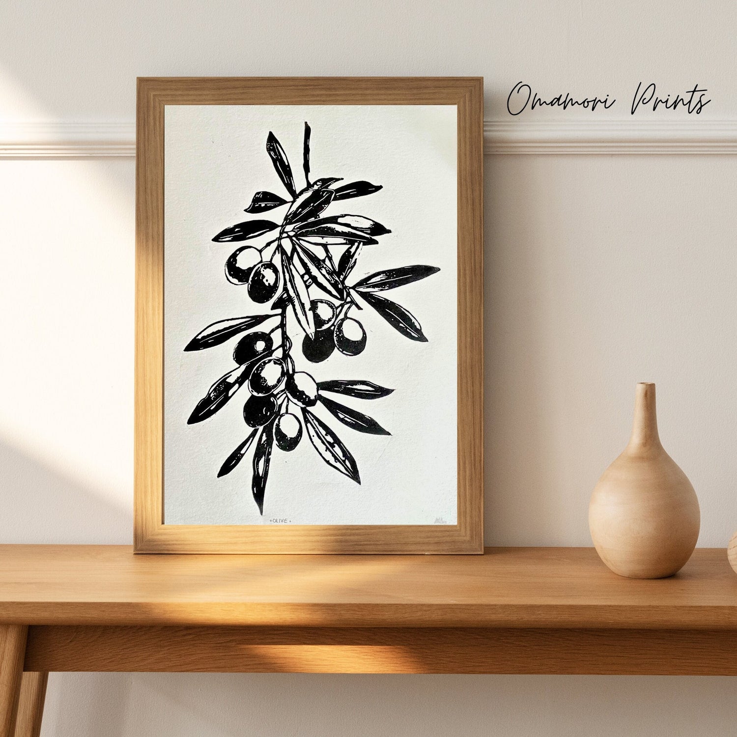 Olivenzweig Linoldruck