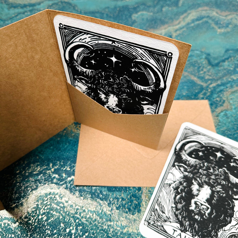 Sternzeichen Stier Linoldruck