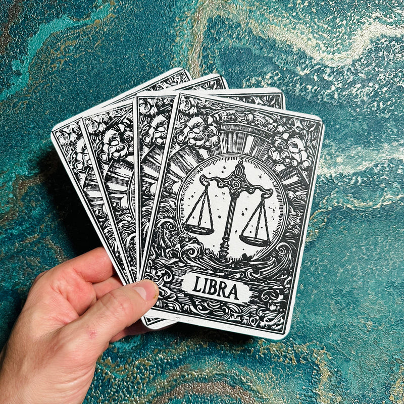 Sternzeichen Waage Linoldruck