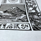 Japanische Briefmarke Fuji Linoldruck | handgemachter Druck | Vintage Linolschnitt | Japan Kanji Schriftzeichen | Wanddeko Geschenkidee