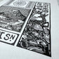 Japanische Briefmarke Fuji Linoldruck | handgemachter Druck | Vintage Linolschnitt | Japan Kanji Schriftzeichen | Wanddeko Geschenkidee