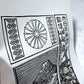 Japanische Briefmarke Fuji Linoldruck | handgemachter Druck | Vintage Linolschnitt | Japan Kanji Schriftzeichen | Wanddeko Geschenkidee
