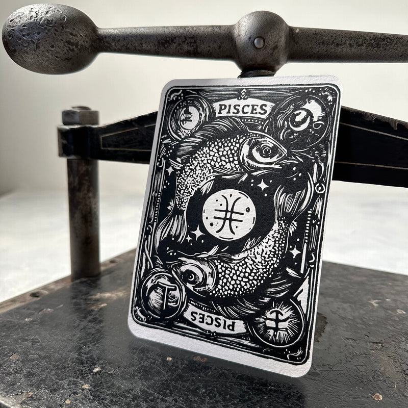 Sternzeichen Fische Linoldruck