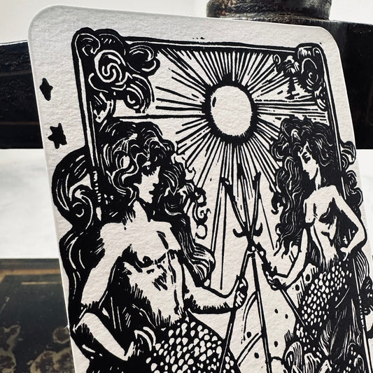 Sternzeichen Wassermann Linoldruck