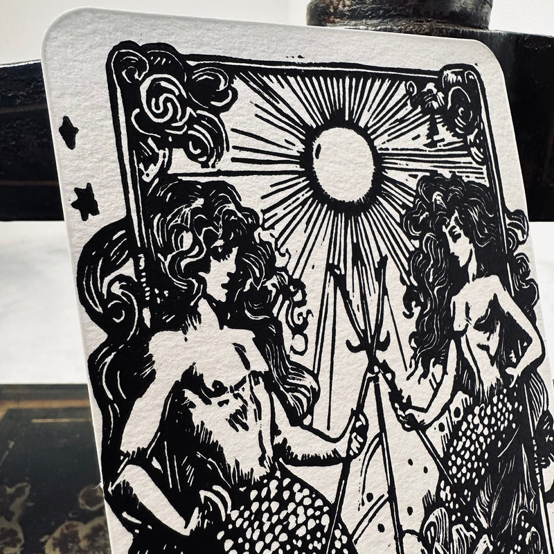 Sternzeichen Wassermann Linoldruck