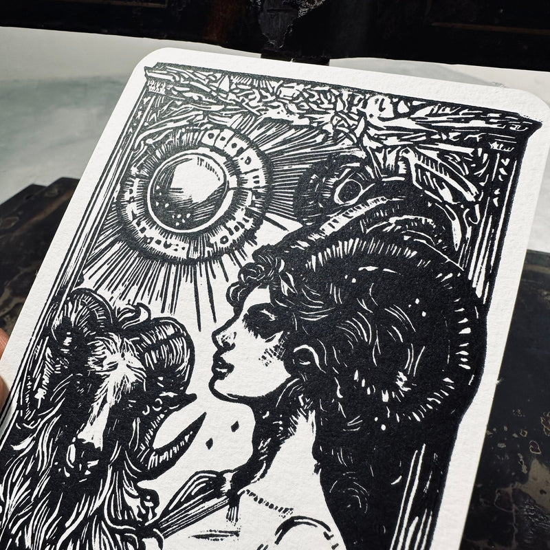 Sternzeichen Steinbock Linoldruck