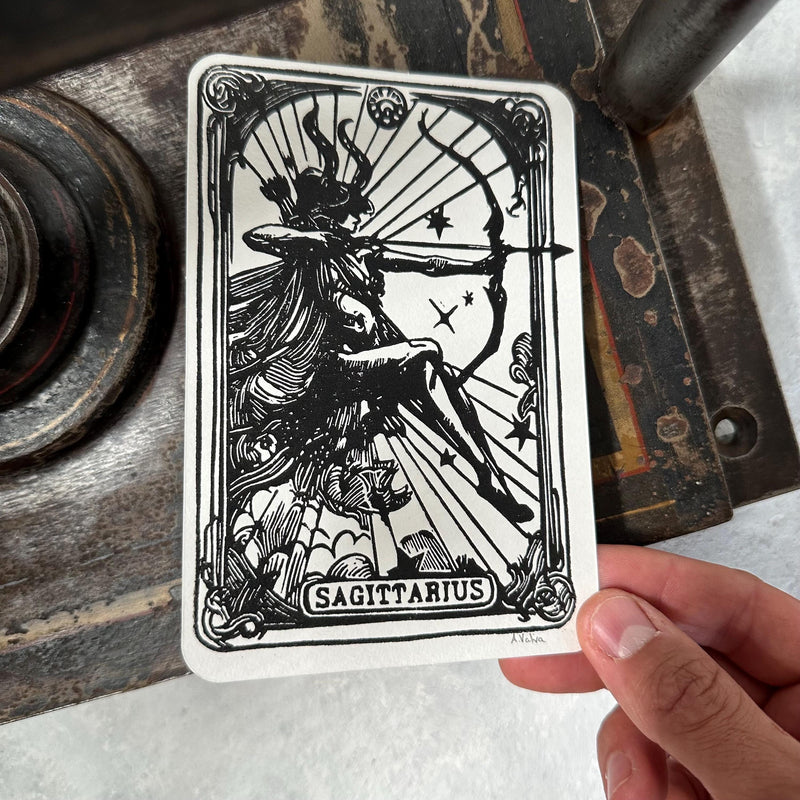 Sternzeichen Schütze Linoldruck