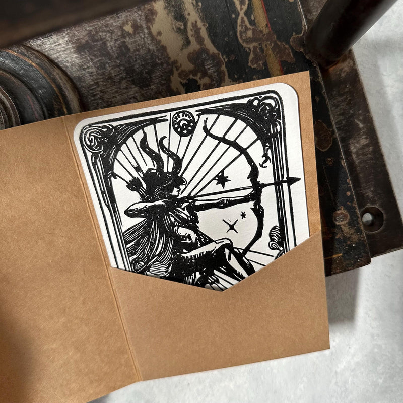 Sternzeichen Schütze Linoldruck