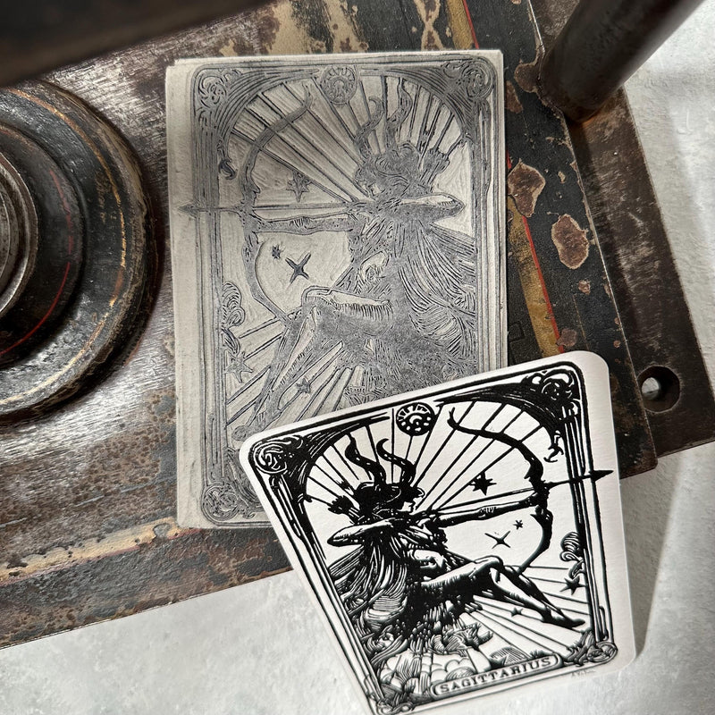 Sternzeichen Skorpion Linoldruck