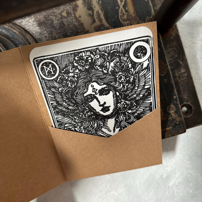 Sternzeichen Jungfrau Linoldruck