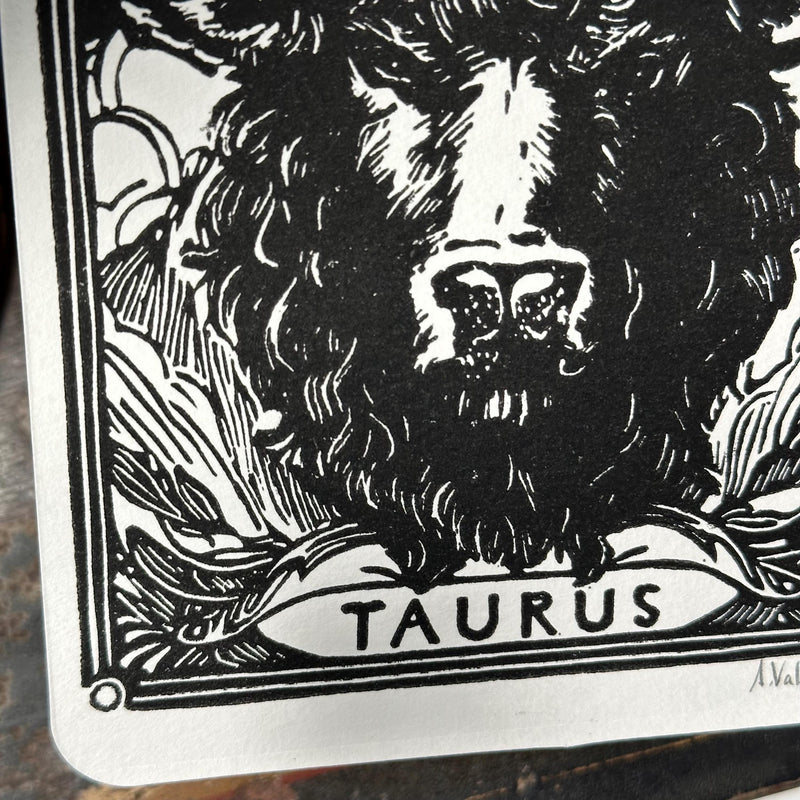 Sternzeichen Stier Linoldruck