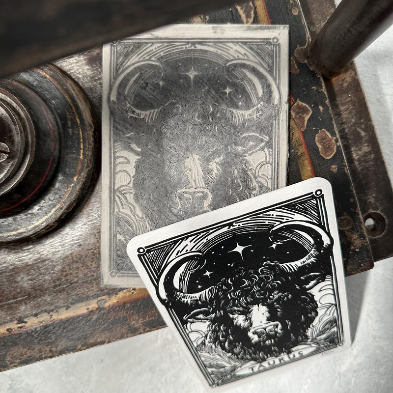 Sternzeichen Stier Linoldruck