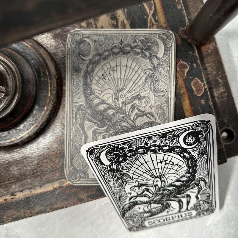 Sternzeichen Skorpion Linoldruck