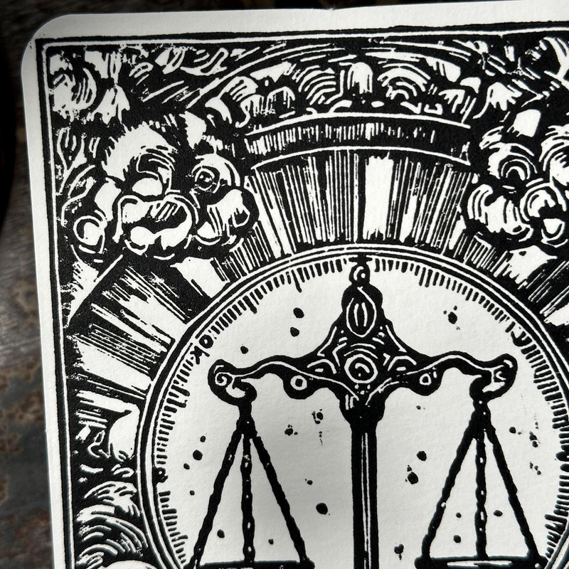 Sternzeichen Waage Linoldruck