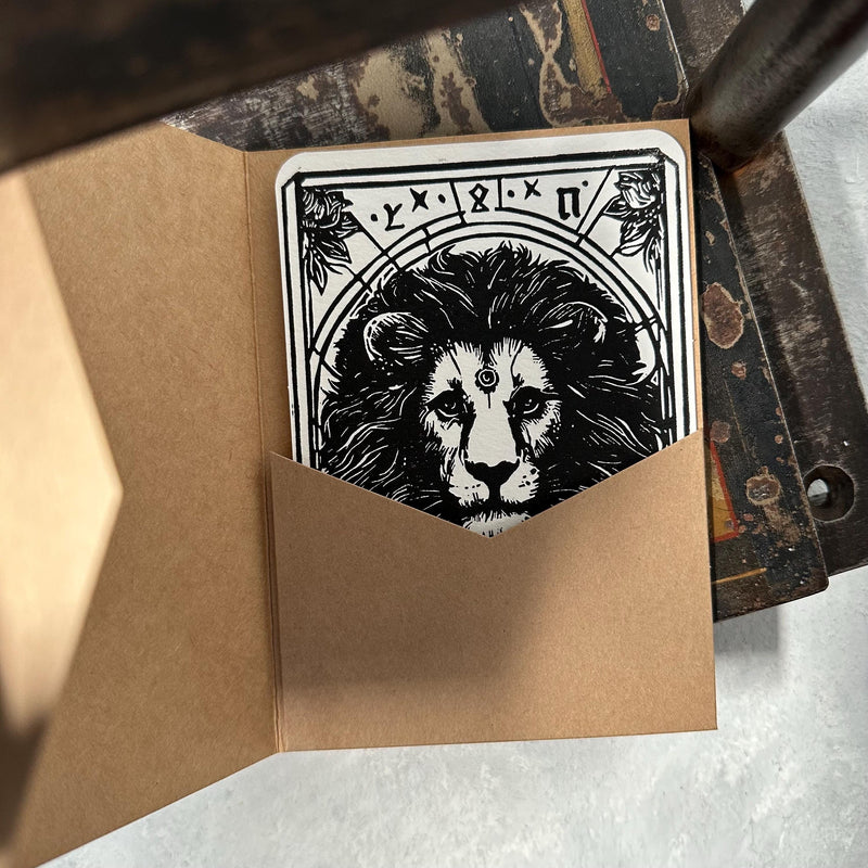 Sternzeichen Löwe Linoldruck