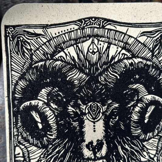 Sternzeichen Widder Linoldruck