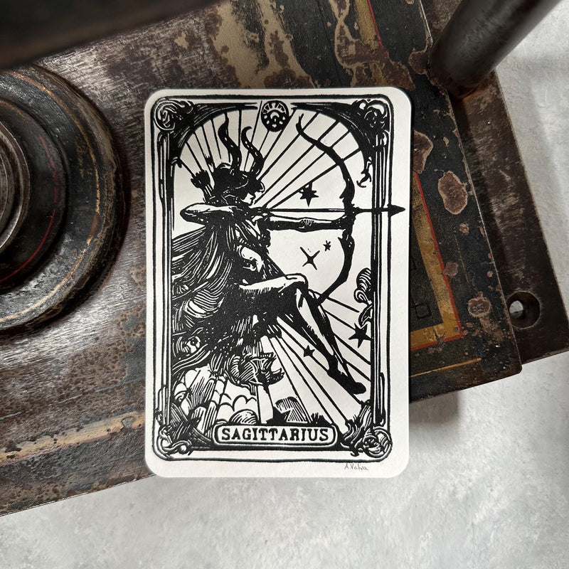 Sternzeichen Schütze Linoldruck