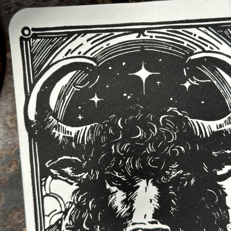 Sternzeichen Stier Linoldruck