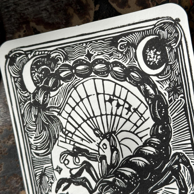 Sternzeichen Skorpion Linoldruck