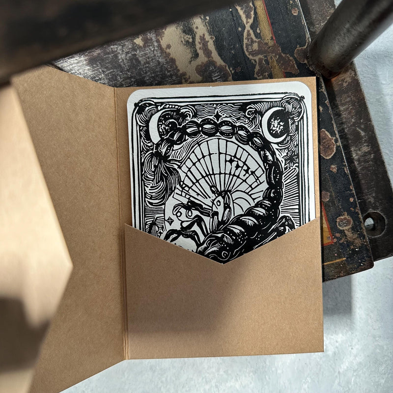 Sternzeichen Skorpion Linoldruck