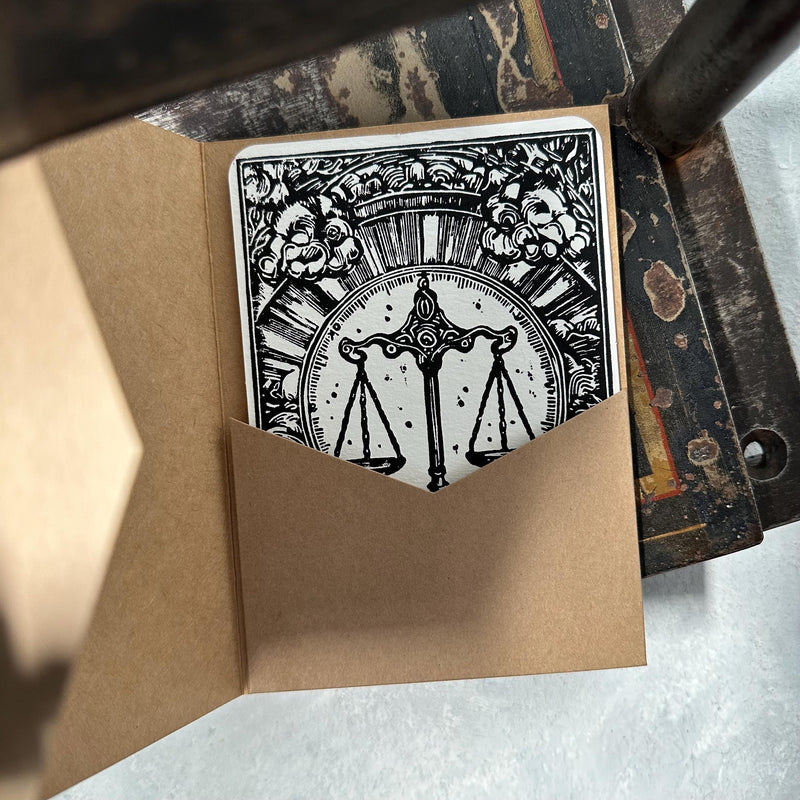 Sternzeichen Waage Linoldruck