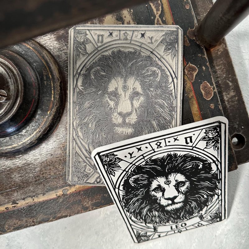 Sternzeichen Löwe Linoldruck