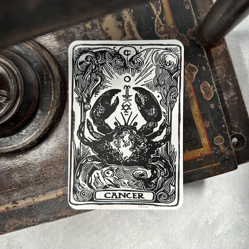 Sternzeichen Krebs Linoldruck