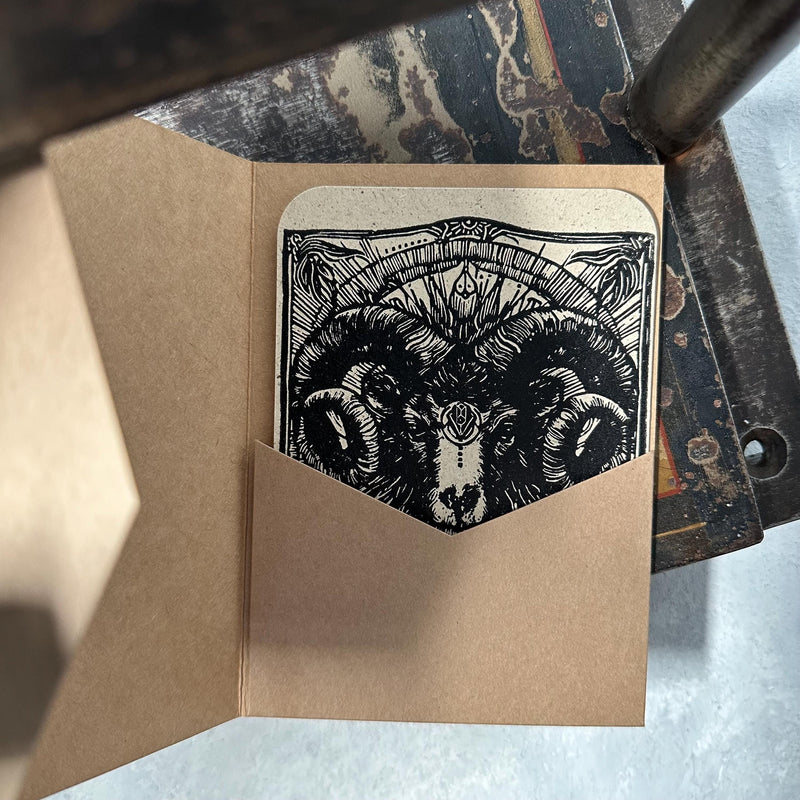 Sternzeichen Widder Linoldruck