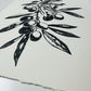 Olivenzweig Linoldruck | detailreicher Linolschnitt DIN A4 | mediterrane Wanddekoration | handgemachter Druck | besondere Geschenkidee